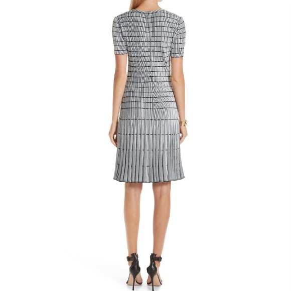 St John Geometric Ottoman Gray Stripe Knit Dress - Picture 7 of 14